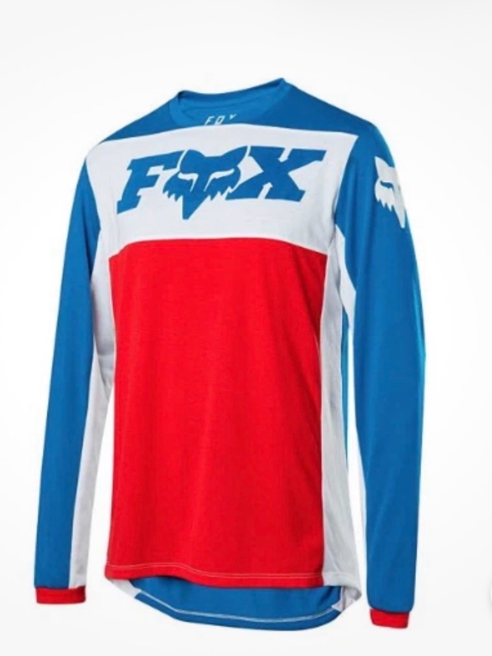 Fox Long Sleeve Shirt in Red, Blue, White